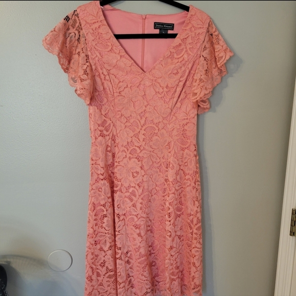 Jessica Howard Womens Petal Pink Spring Lace Floral Fit & Flare Dress. Size 8 - Picture 3 of 4